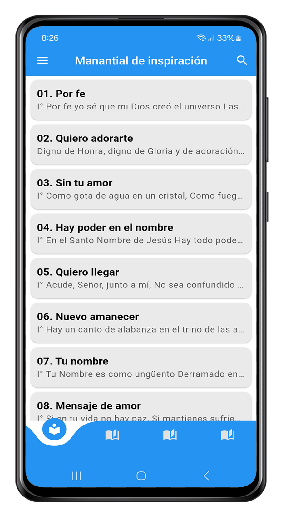 Vista previa de la aplicación Himnarios IPUC
